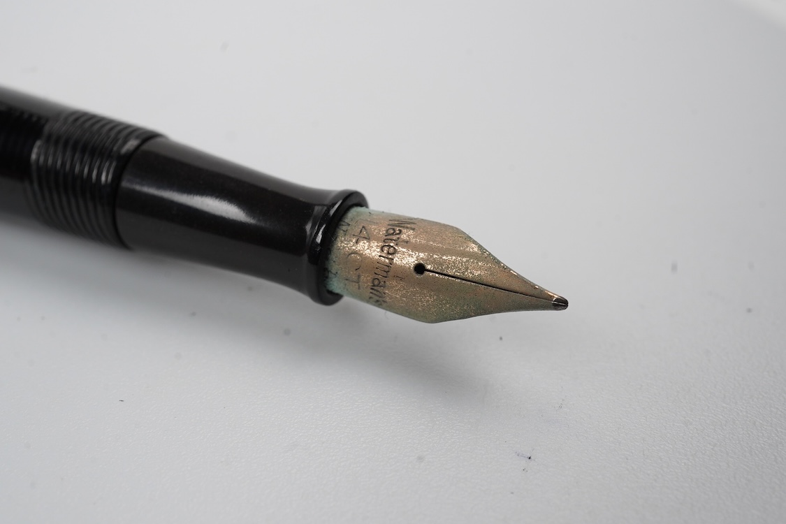 A very rare Waterman FDW 9ct. gold octagonal lever filled pen with perpetual calender fitted with No.2 Waterman nib
